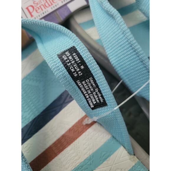 Pendleton Women's Flip Flop‎ Thong Sandals Size 10 Turquoise Teal Western Vaca - Picture 3 of 7
